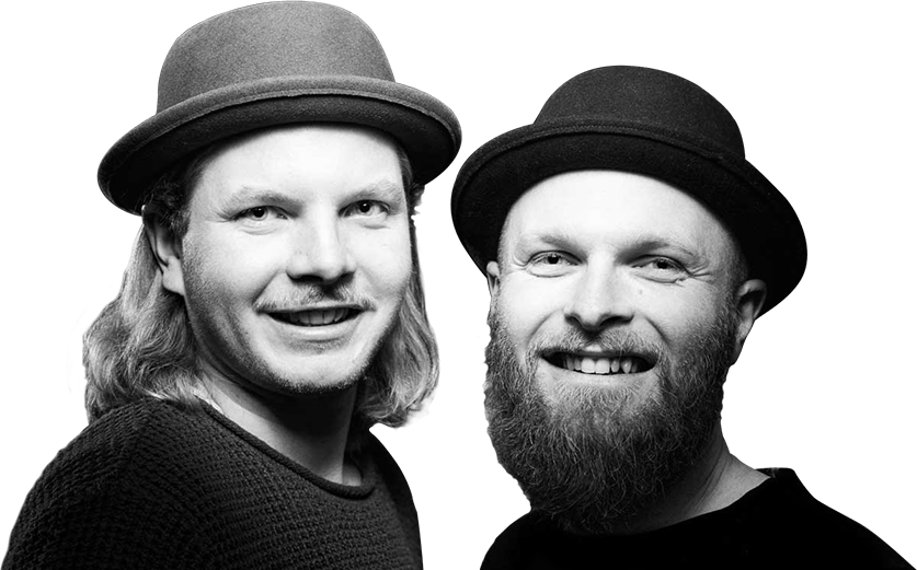 schwarz/weißes Portraitfoto von Marcel und Marius Dillmann